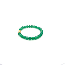 Load image into Gallery viewer, 18K Gold Pixiu Piyao Lucky Charm Bracelet Natural Green Agate Gemstones 6mm
