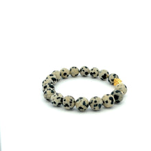 Load image into Gallery viewer, 18K Gold Dragon Pixiu Piyao Lucky Bracelet Beads Gemstone Dalmatian Jasper 8mm - Rafant
