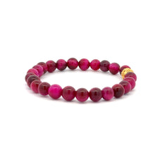 Load image into Gallery viewer, 18K Gold Money Ball Lucky Charm Beads Bracelet Gemstones Pink Tiger&#39;s Eye 6mm - Rafant
