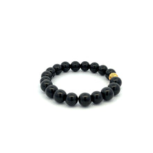 Load image into Gallery viewer, 18K Gold Money Ball Lucky Bracelet Beads Gemstones Black Tourmaline 8mm - Rafant
