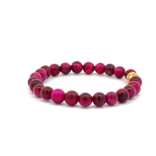 Load image into Gallery viewer, 18K Gold Money Ball Lucky Charm Beads Bracelet Gemstones Pink Tiger&#39;s Eye 6mm - Rafant
