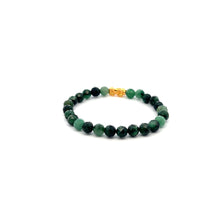 Load image into Gallery viewer, 18K Gold Dragon Pixiu Piyao Bracelet Gemstones Emerald May Birthstones Micro Faceted 6mm
