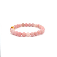 Load image into Gallery viewer, 18K Gold Money Bag Lucky Charm Beads Bracelet Gemstones Pink Opal 6mm - Rafant
