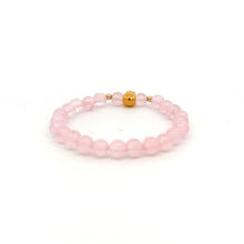 Load image into Gallery viewer, 18K Gold Money Bag Lucky Charm Beads Bracelet Gemstones Rose Quartz 6mm - Rafant
