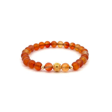 Load image into Gallery viewer, 18K Gold Money Ball Lucky Charm Beads Bracelet Gemstones Carnelian 6mm - Rafant
