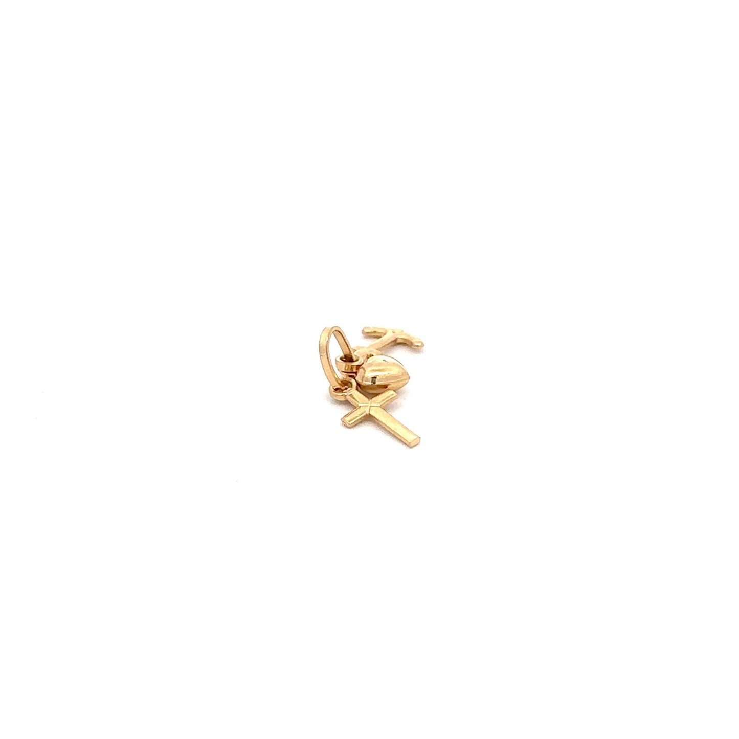 18K Gold Pendant Charm Heart Anchor Cross Small - Rafant