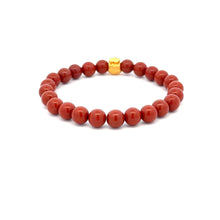 Load image into Gallery viewer, 24K Yellow Gold Money Bag Lucky Bracelet Red Jasper Gemstones 6mm - Rafant
