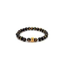 Load image into Gallery viewer, 18K Gold Money Bag Lucky Charm Carved Onyx 6mm Tiny Beads
