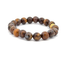 Load image into Gallery viewer, 18K Gold Money Ball Lucky Charm Beads Bracelet Gemstones Tiger&#39;s Eye 8mm - Rafant
