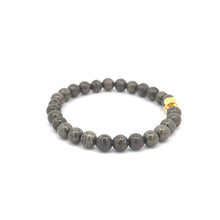 Load image into Gallery viewer, 18K Gold Money Bag Charm Bracelet Natural Pyrite Gemstones 6mm - Rafant
