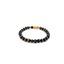 Load image into Gallery viewer, 18K Gold Dragon Pixiu Piyao Lucky Charm Beads Bracelet Gemstones Onyx Carved 6mm
