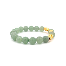 Load image into Gallery viewer, 18K Gold Dragon Pixiu Double Piyao Money Bag Lucky Charm Bracelet Gemstones Aventurine 8mm - Rafant
