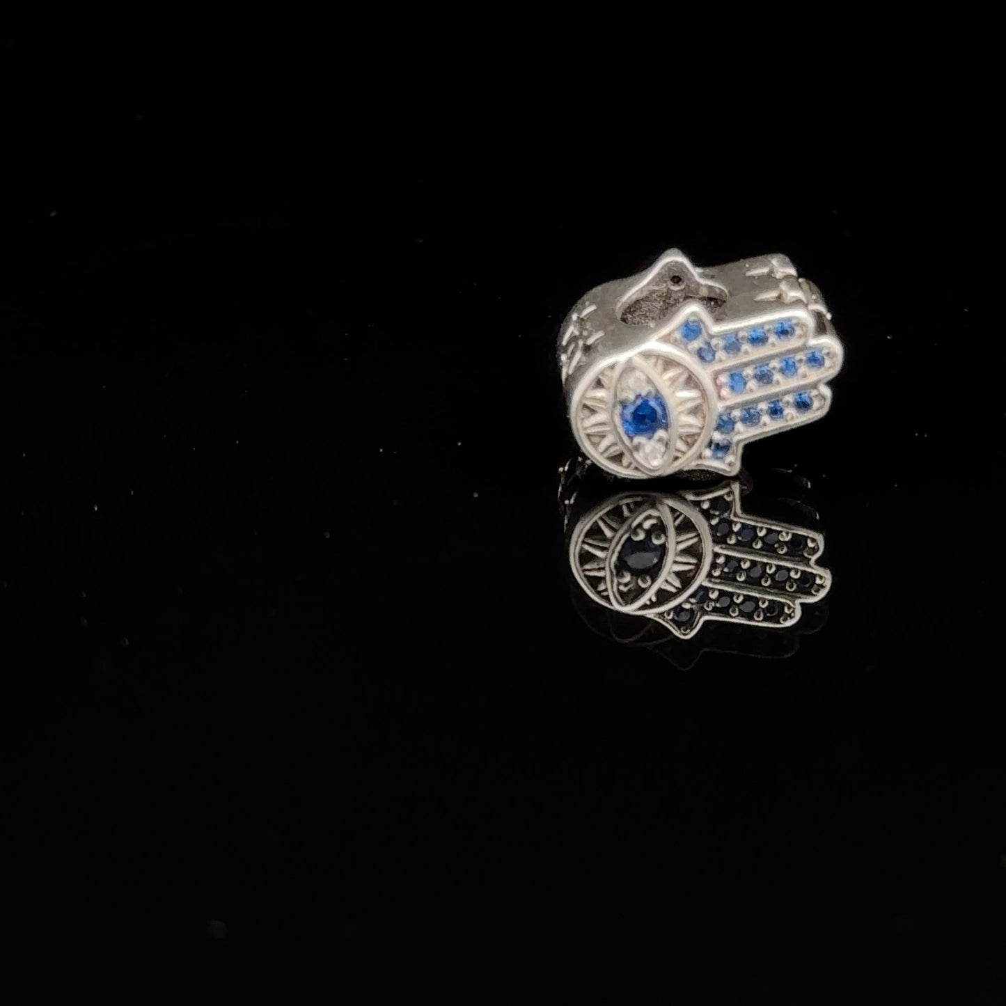925 Sterling Silver Charm Bead  Hand of Fatima Hamsa For Charm Bracelet Necklace - Rafant