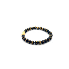 Load image into Gallery viewer, 24K Gold Piyao Pixiu Lucky Charm Bracelet Gemstones Onyx Carved Dragon 6mm
