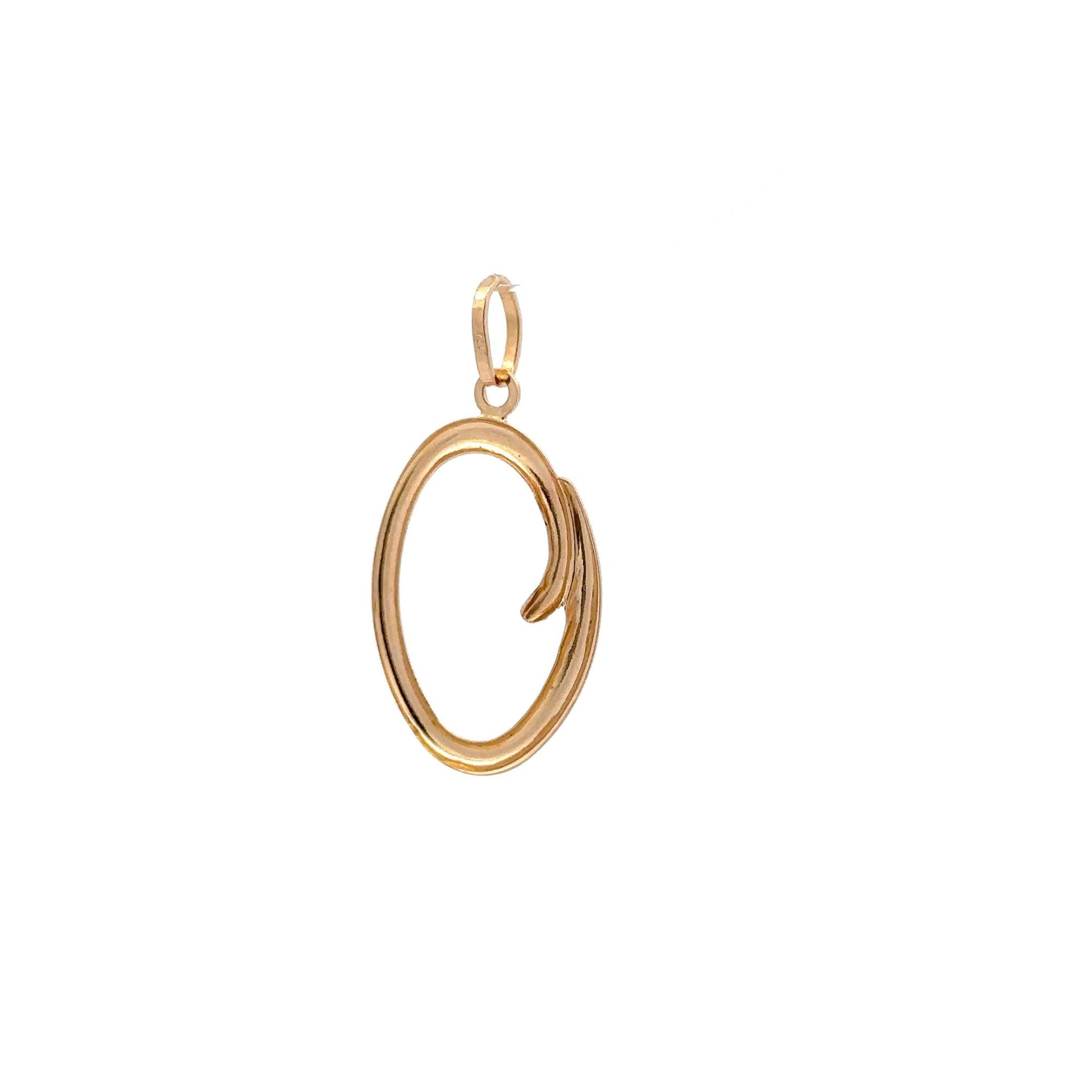 18K Gold Pendant Letter O Initial 1.06 grams - Rafant