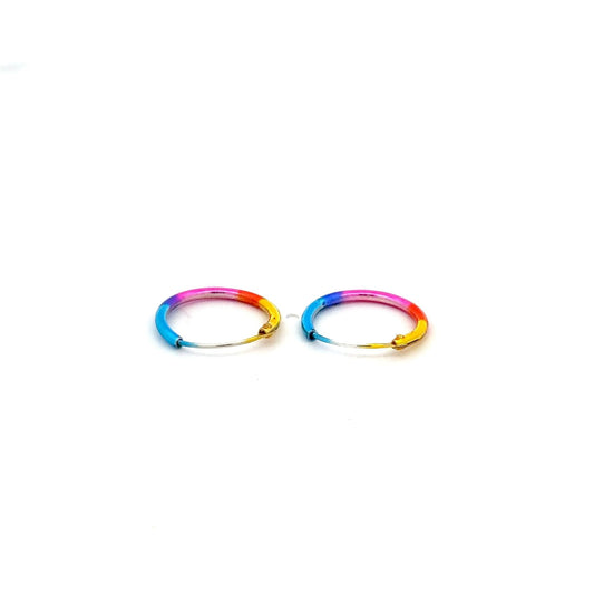 925 Sterling Silver Hoops Multi Color Earrings - Rafant