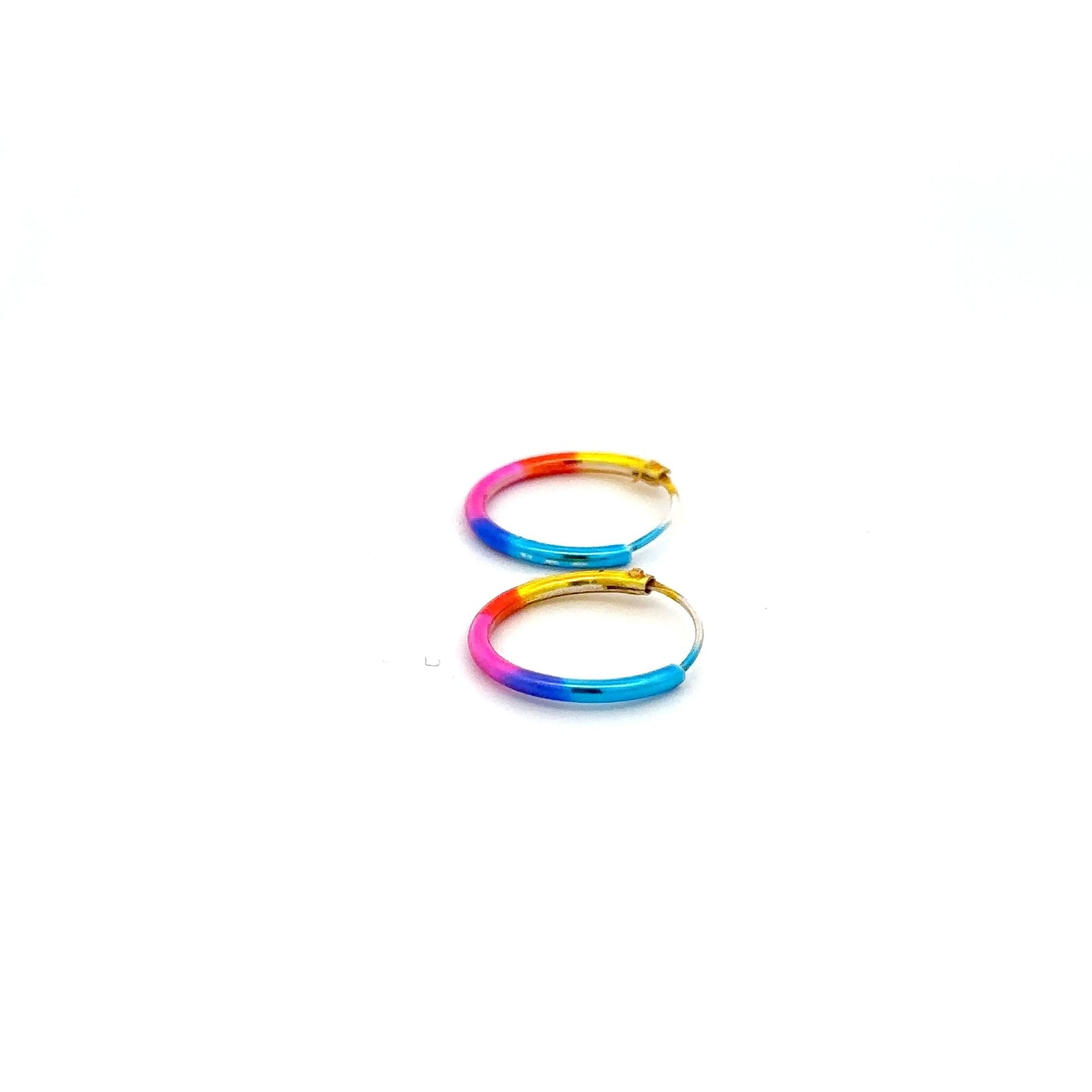 925 Sterling Silver Hoops Multi Color Earrings - Rafant