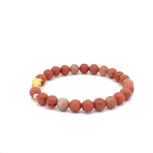 Load image into Gallery viewer, 18K Gold Dragon Pixiu Piyao Lucky Charm Bead Bracelet Gemstones Natural Jade Indian Red 6mm - Rafant
