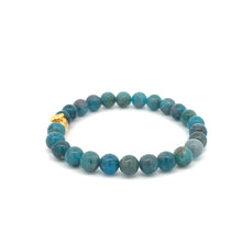 Load image into Gallery viewer, 24K Gold Money Bag Lucky Charm Stretchable Bracelet Gemstones Apatite 6mm - Rafant
