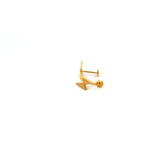 Load image into Gallery viewer, 18K Gold Earrings Stud Screw Type Lightning Bolt Tiny - Rafant
