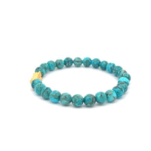 Load image into Gallery viewer, 24K Gold Piyao Pixiu Lucky Charm Bracelet Gemstones Turquoise 6mm - Rafant
