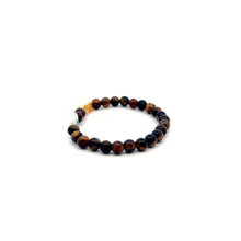 Load image into Gallery viewer, 18K Gold Pixiu Piyao Bracelet Natural Tiger&#39;s Eye Gemstones 6mm MOP Evil Eye
