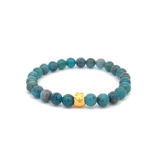 Load image into Gallery viewer, 24K Gold Money Bag Lucky Charm Stretchable Bracelet Gemstones Apatite 6mm - Rafant

