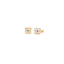 Load image into Gallery viewer, 18K Gold Earrings Screw Type Flower Two Tone - Rafant
