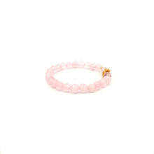 Load image into Gallery viewer, 18K Gold Money Bag Lucky Charm Beads Bracelet Gemstones Rose Quartz 6mm - Rafant
