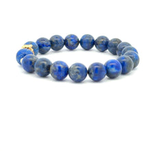 Load image into Gallery viewer, 18K Gold Money Bag Lucky Charm Beads Bracelet Gemstones Lapis Lazuli 8mm - Rafant
