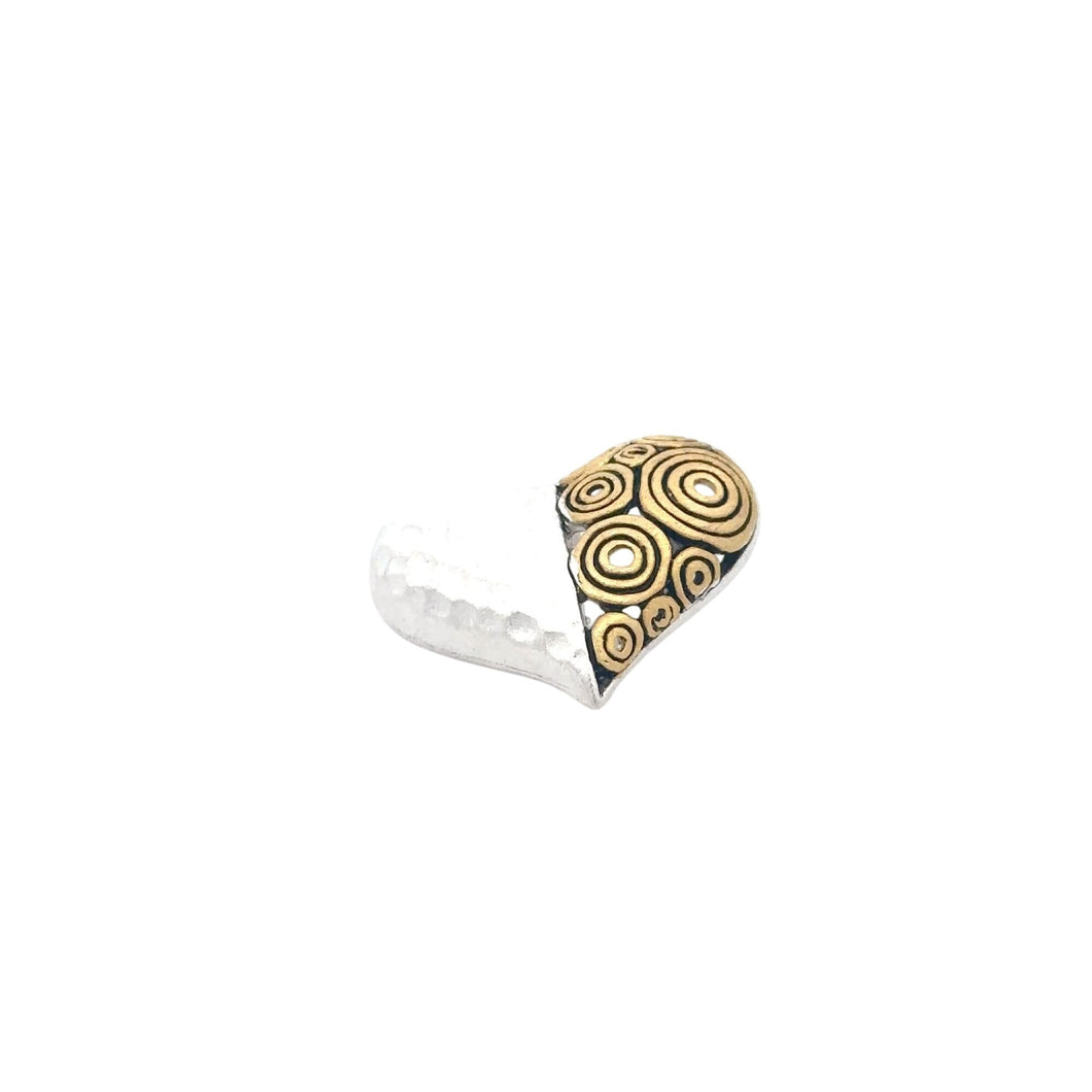 925 Sterling Silver Pendant Heart Spiral Matte Finish Two Tone - Rafant