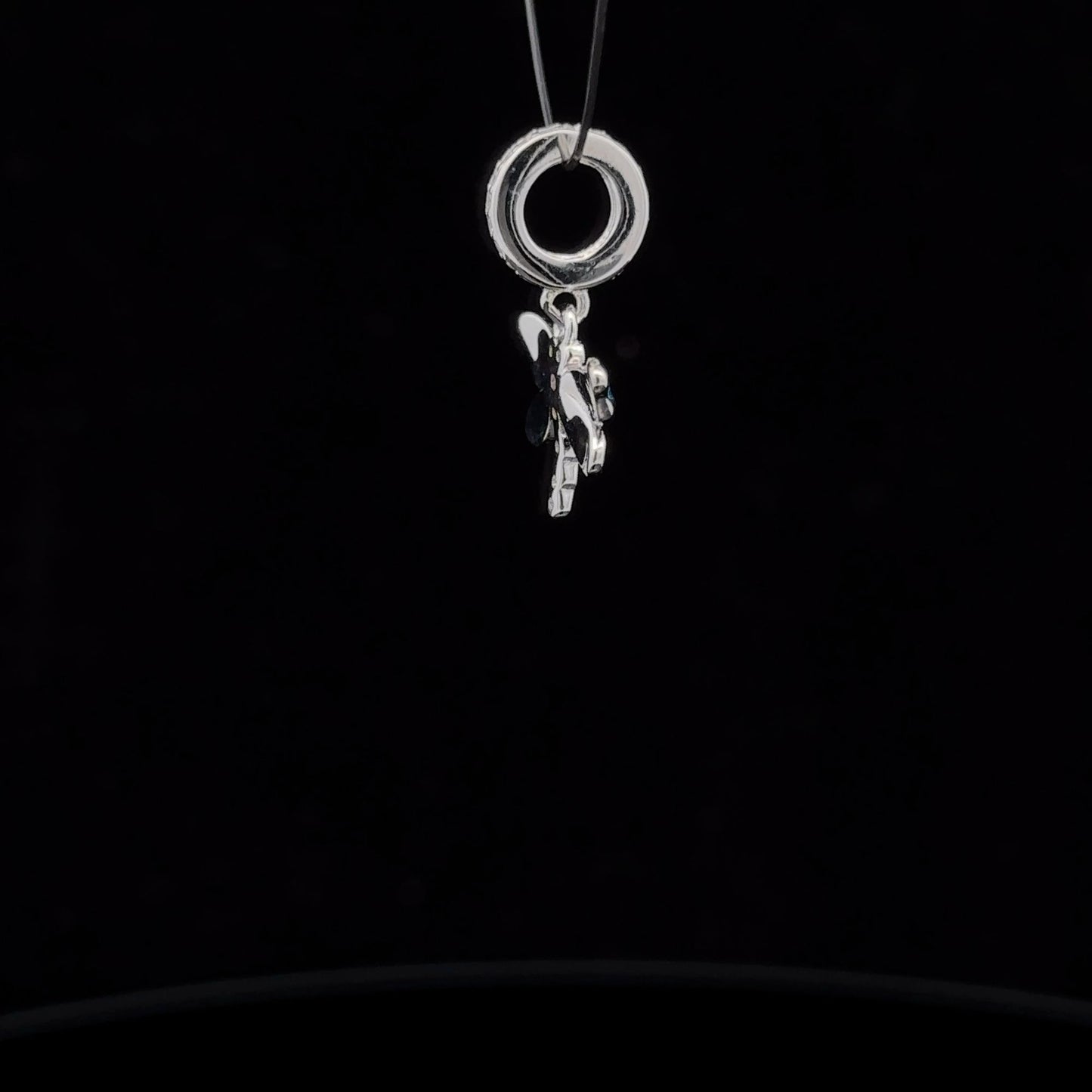 925 Sterling Silver Charm Bead Dragonfly Insect Cubic Zircons Blue For Charm Bracelet Necklace - Rafant