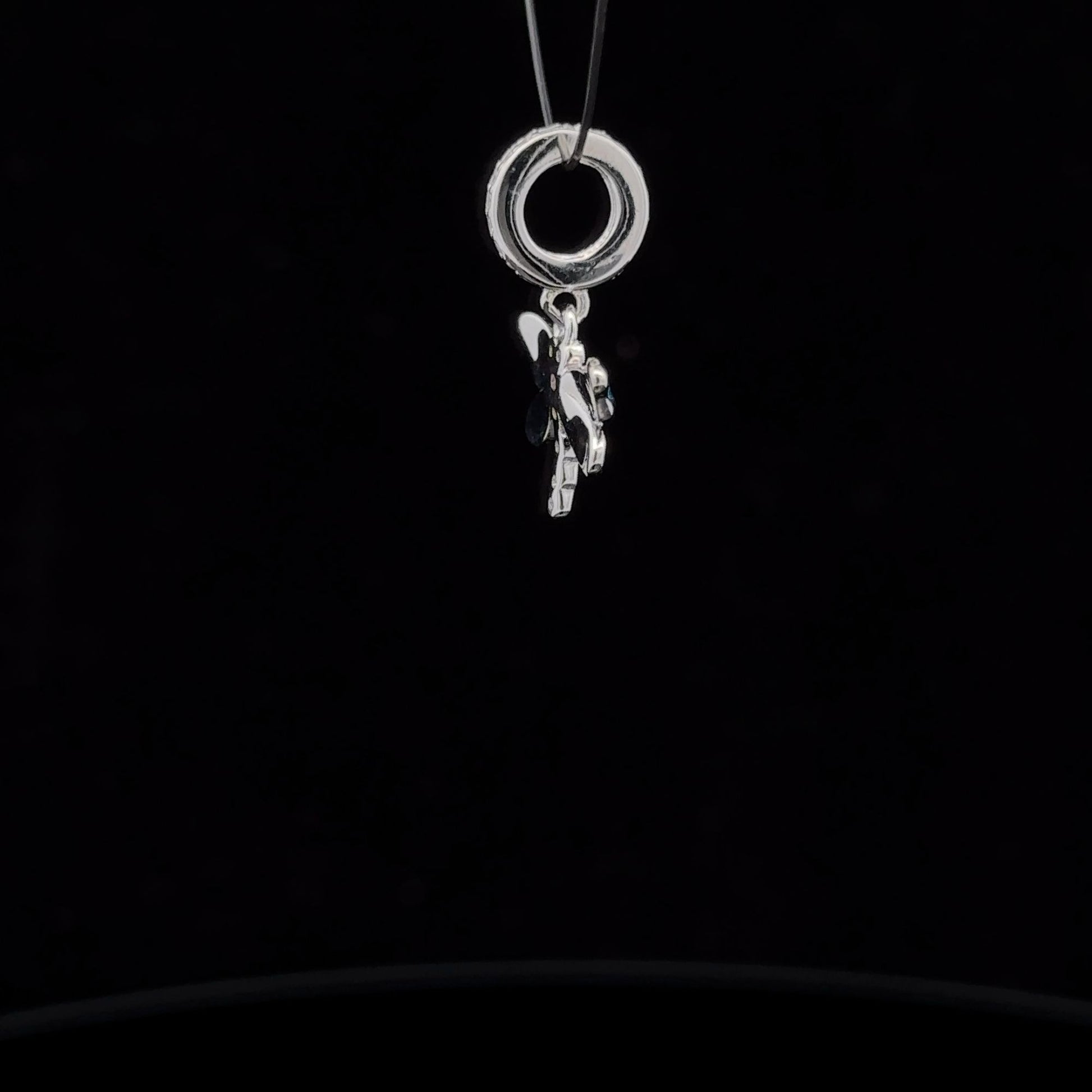 925 Sterling Silver Charm Bead Dragonfly Insect Cubic Zircons Blue For Charm Bracelet Necklace - Rafant