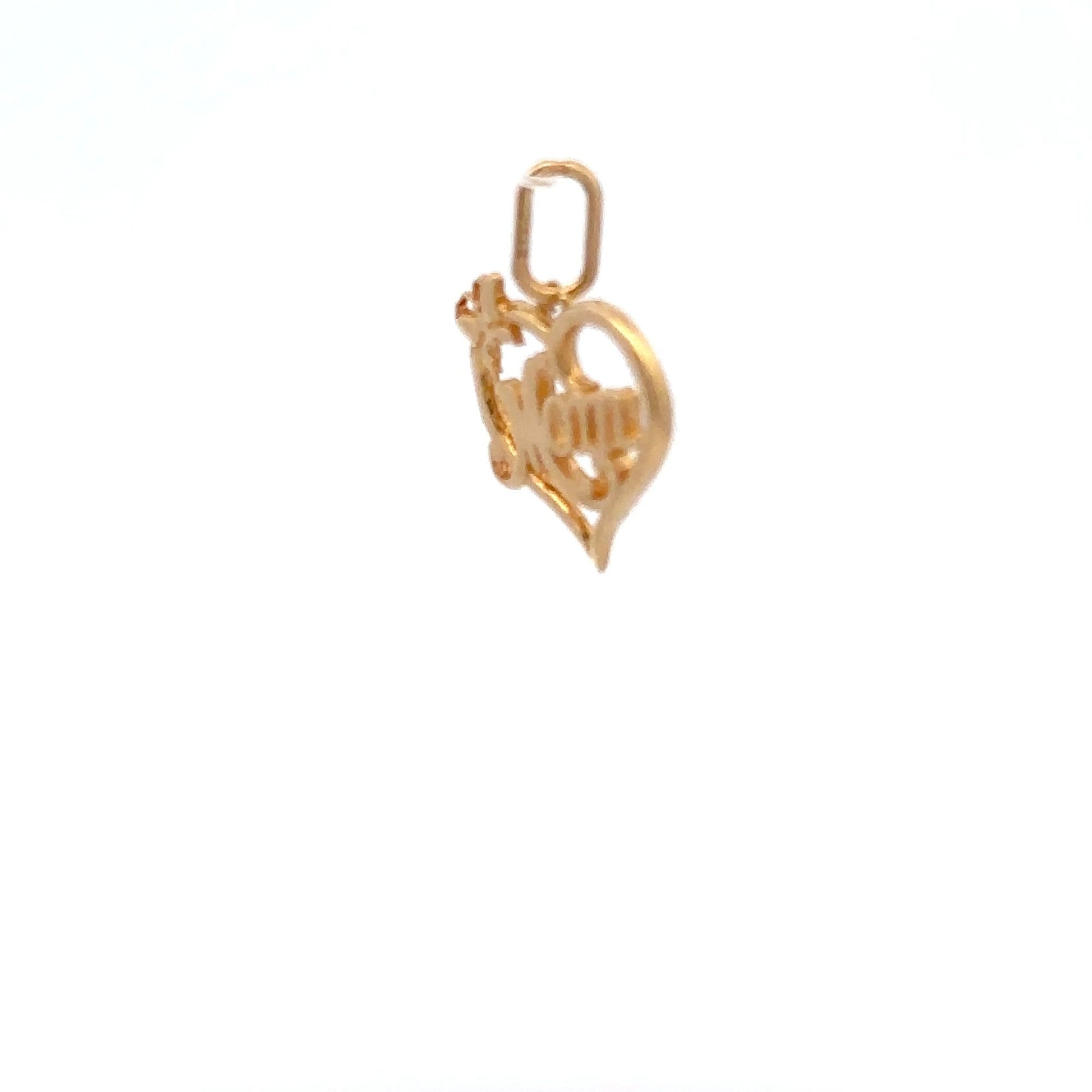 18K Gold Pendant Charm Heart MOM Butterfly 0.97 grams - Rafant