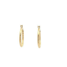 Load image into Gallery viewer, 18K Gold Earrings Hoops Small Textured 1.14 grams - Rafant
