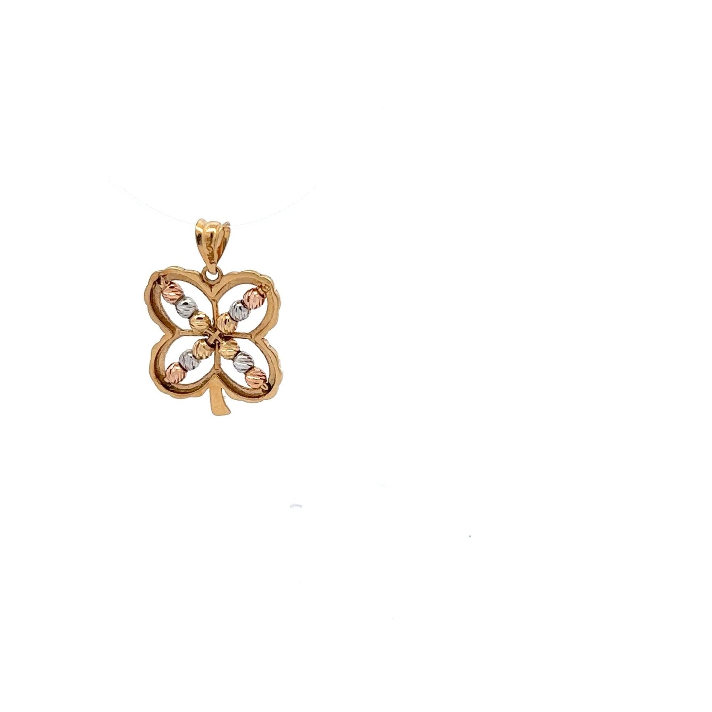 18K Gold Pendant Flower Tricolor White Yellow Rose Gold 2.40 grams - Rafant