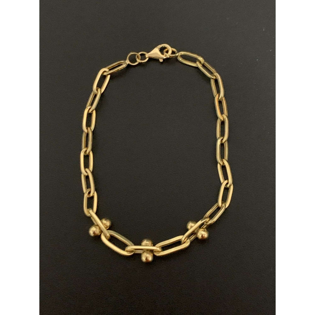 18K Gold Bracelet Chain Link Paperclip 7.5 inches 3.81 grams