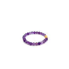 Load image into Gallery viewer, 18K Gold Pixiu Piyao Lucky Charm Bracelet Natural Amethyst Gemstones 6mm February Birthstones
