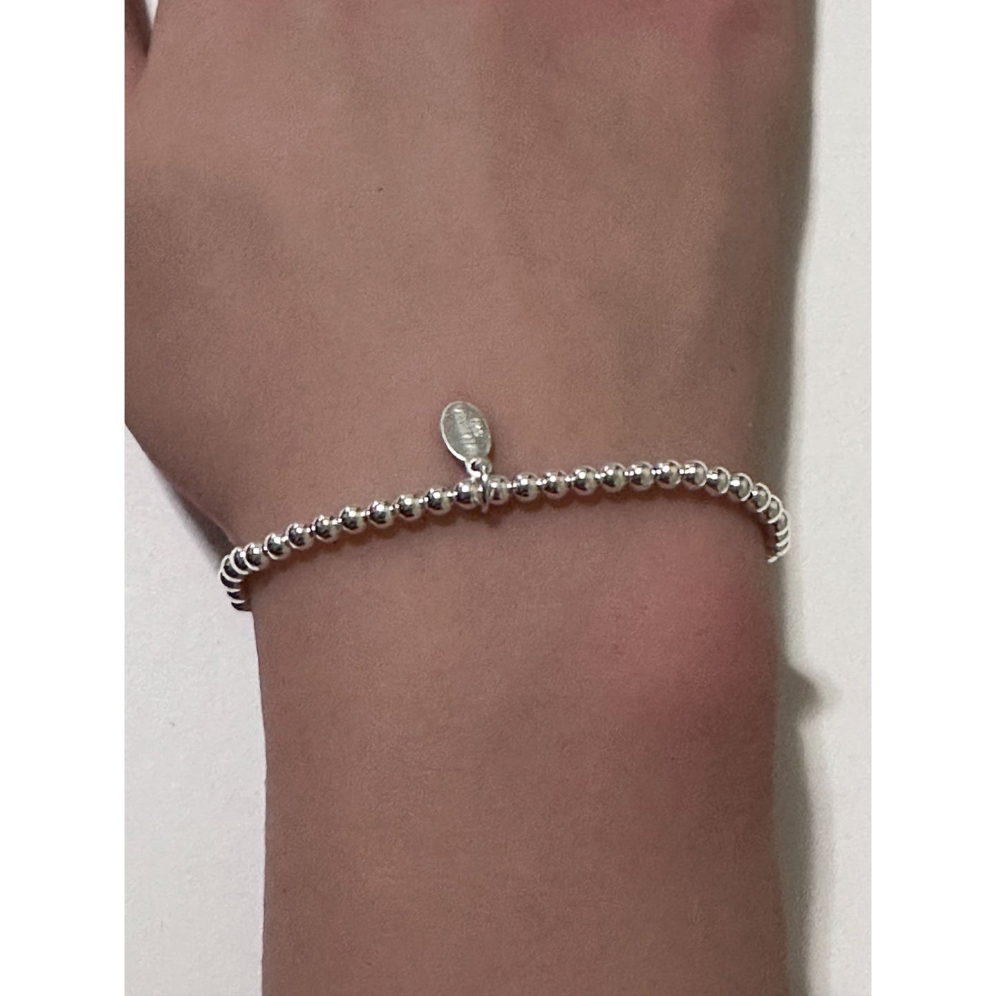 925 Sterling Silver Beaded Stretch Stacking Bracelet Minimalist Star Charm - Rafant