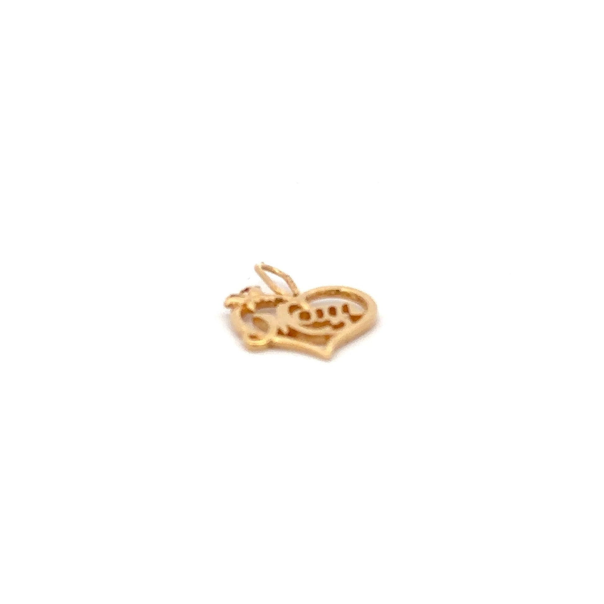 18K Gold Pendant Charm Heart MOM Butterfly 0.97 grams - Rafant
