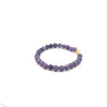 Load image into Gallery viewer, 18K Gold Pixiu Piyao Lucky Charm Bracelet Natural Lilac Jade Gemstones 6mm
