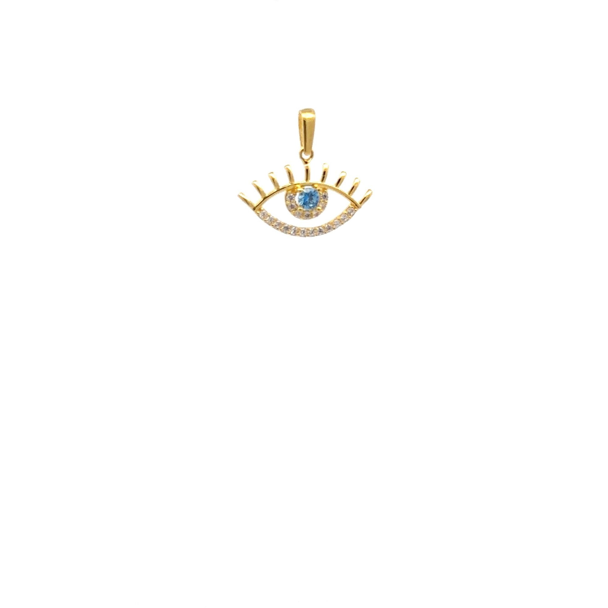 18K Gold Pendant Charm Evil Eye Cubic Zirconia - Rafant