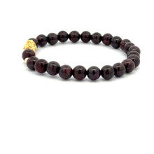 Load image into Gallery viewer, 18K Gold Dragon Pixiu Piyao Lucky Charm Beads Bracelet Gemstones Garnet 6mm - Rafant
