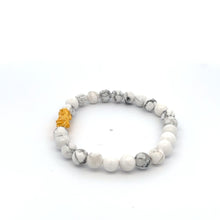 Load image into Gallery viewer, 24K Gold Piyao Pixiu Dragon Lucky Charm Bracelet Natural White Howlite Gemstones 6mm - Rafant
