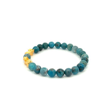 Load image into Gallery viewer, 18K Gold Dragon Pixiu Double Piyao Lucky Charm Bracelet Gemstones Apatite 6mm - Rafant
