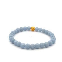 Load image into Gallery viewer, 18K Gold Money Ball Lucky Bracelet Gemstones Angelite 6mm - Rafant
