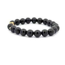 Load image into Gallery viewer, 18K Gold Money Bag Lucky Charm Beads Bracelet Gemstones Onyx 8mm - Rafant
