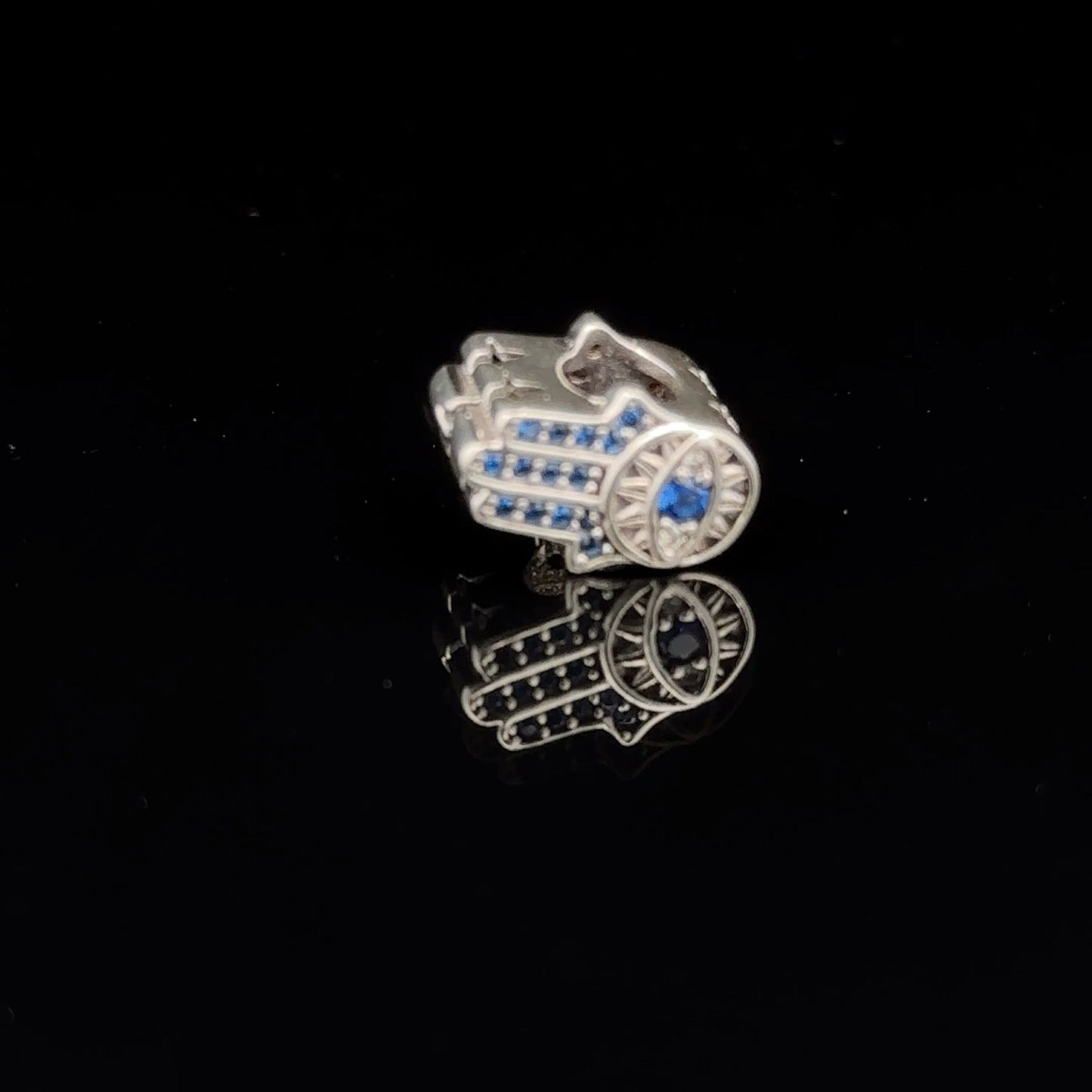 925 Sterling Silver Charm Bead  Hand of Fatima Hamsa For Charm Bracelet Necklace - Rafant