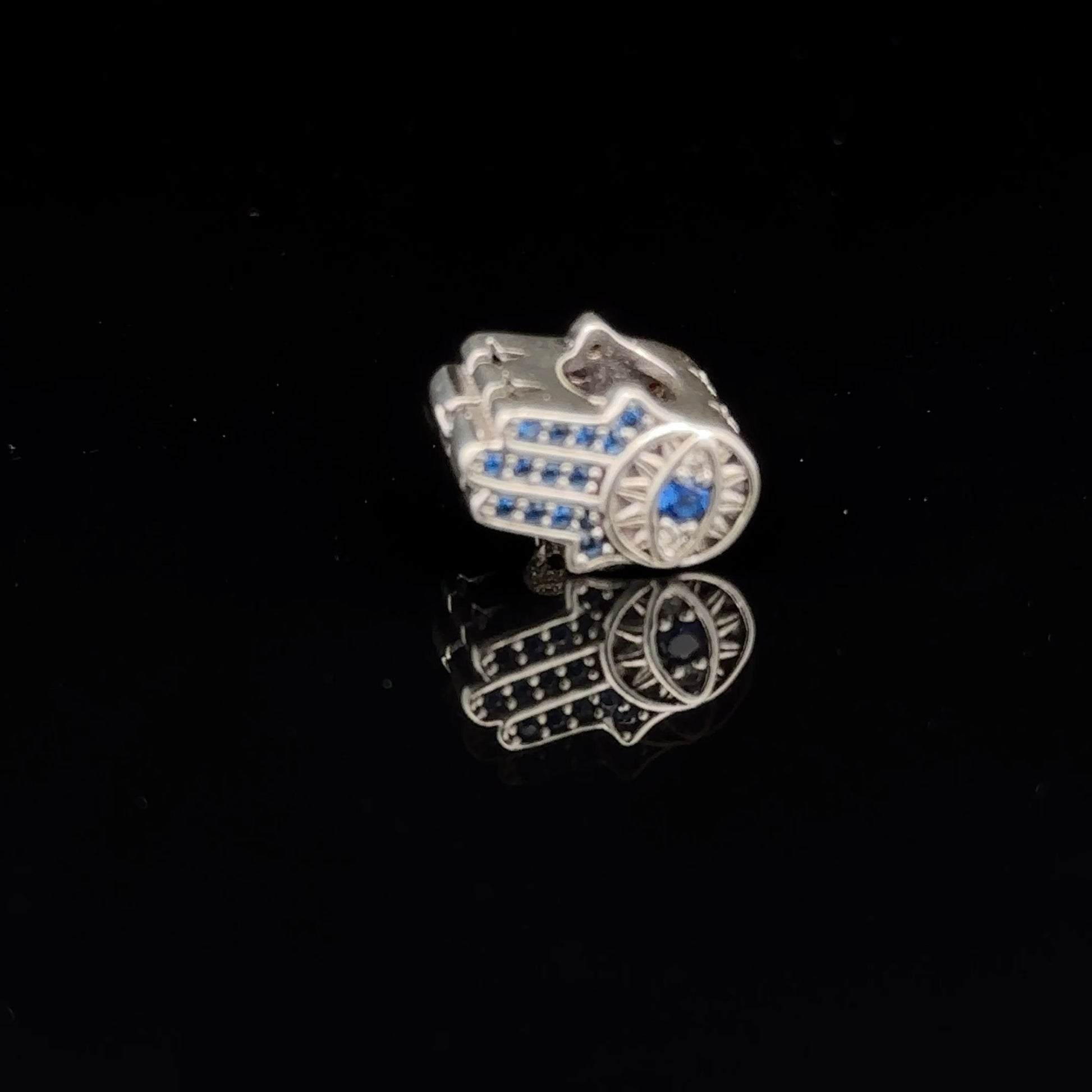 925 Sterling Silver Charm Bead  Hand of Fatima Hamsa For Charm Bracelet Necklace - Rafant
