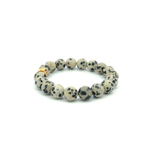 Load image into Gallery viewer, 18K Gold Money Bag Lucky Charm Bracelet Gemstones Dalmatian Jasper 8mm - Rafant
